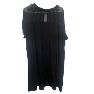 Ulla Popken Dress Women’s 20/22 Asymmetrical Black Sheer Accents LBD Lagenlook